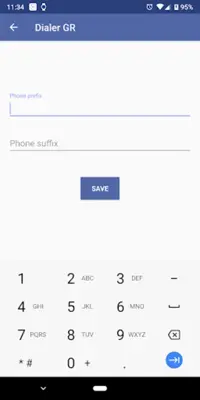 Dialer GR - Prefix & Suffix android App screenshot 1